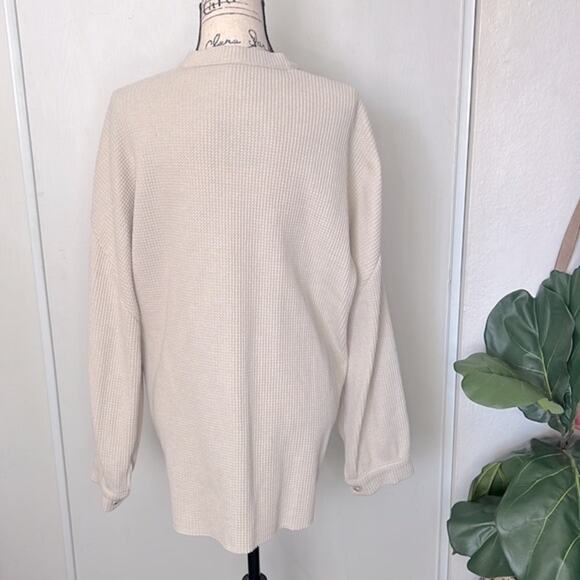 Chouyatou Loose Fit Batwing Sleeve Waffle Knit Button Down Shirt Shacket XXL - Picture 7 of 11